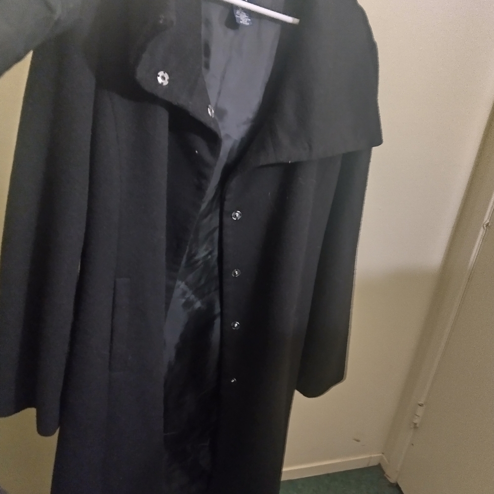 GAP Large Wool/Nylon/Cashmere Black Snap Ons Shawl Collar Coat A-Shape Jacket